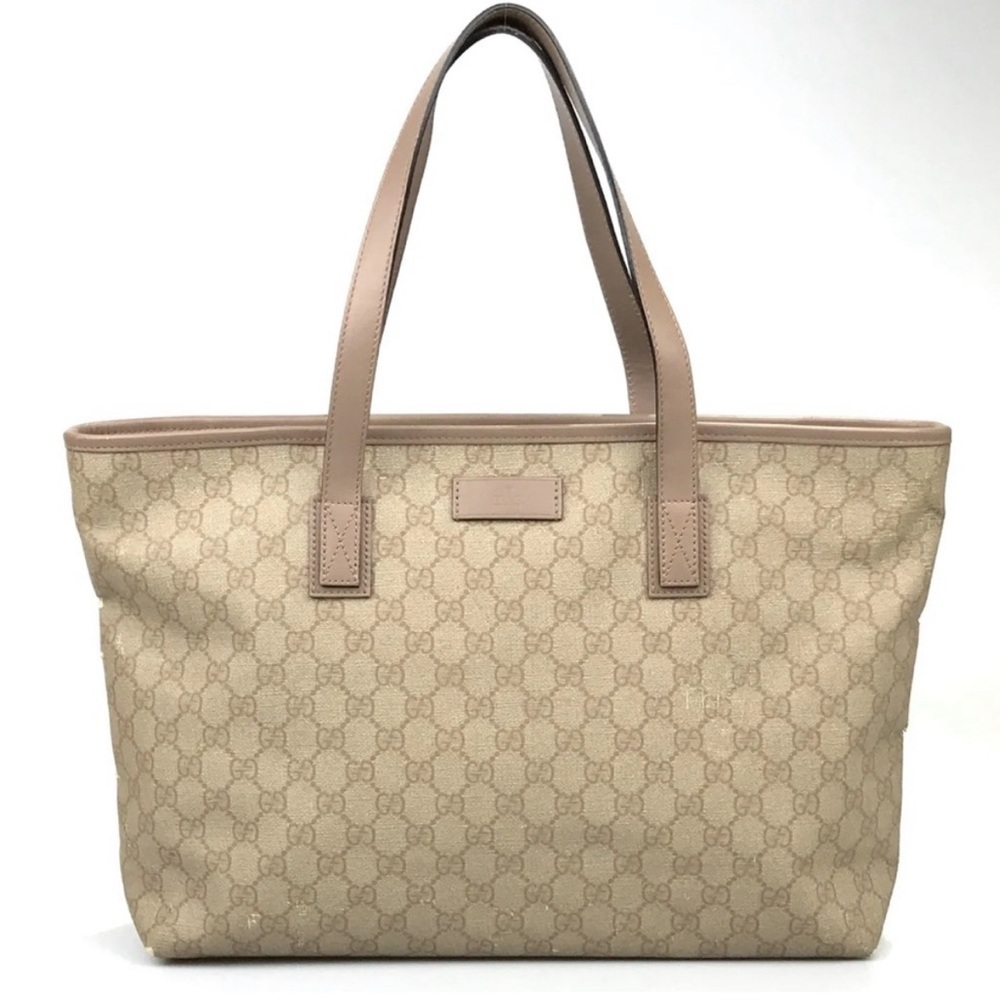 GUCCI vintage coated canvas pink beige tote 100% authentic